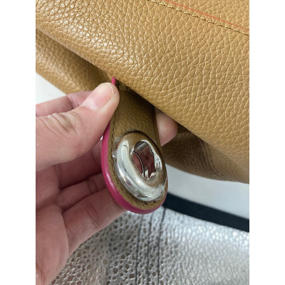 COACH 37721 LARGE BROWN, PINK PEBBLED LEATHER SHOULDER BAG - Picture 16 of 16